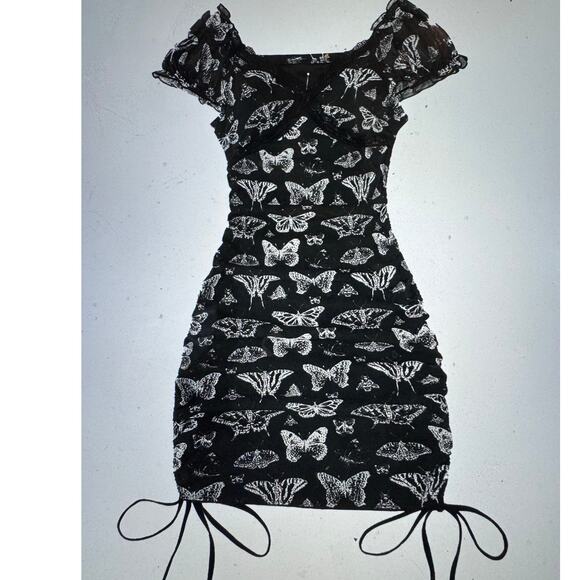 Kelsey Wilson Studio Fairycore Butterfly Print Drawstring Ruched Dress M NWT - Picture 1 of 9